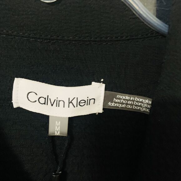 Calvin Klein Jacket Women Medium Black Button Closure Elastic Waist Comfy NWT - Picture 3 of 10